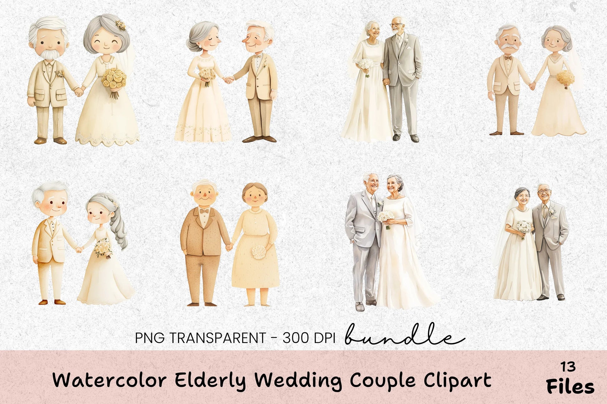 Elderly Wedding Couple Clipart Bundle - CraftNest - Digital Crafting and Art