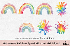 Rainbow Splash Abstract Art Clipart Bundle - CraftNest - Digital Crafting and Art