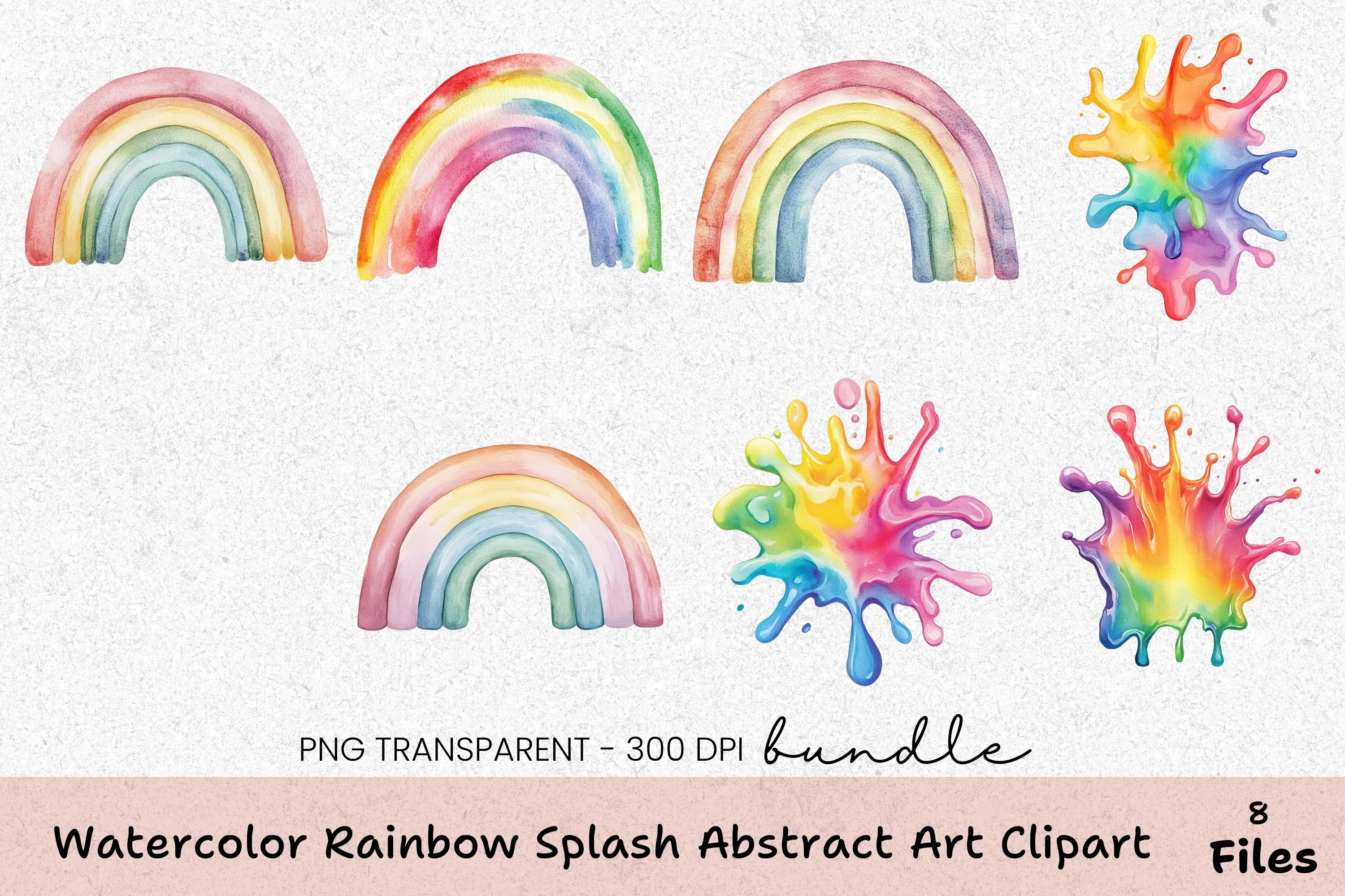 Rainbow Splash Abstract Art Clipart Bundle - CraftNest - Digital Crafting and Art