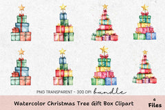 Christmas Tree Gift Box Clipart Bundle - CraftNest - Digital Crafting and Art