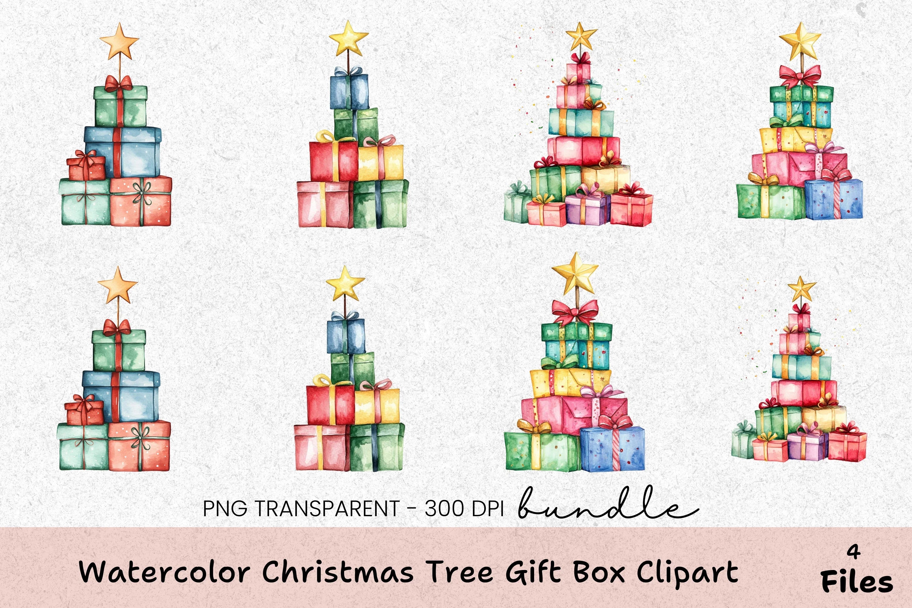 Christmas Tree Gift Box Clipart Bundle - CraftNest - Digital Crafting and Art