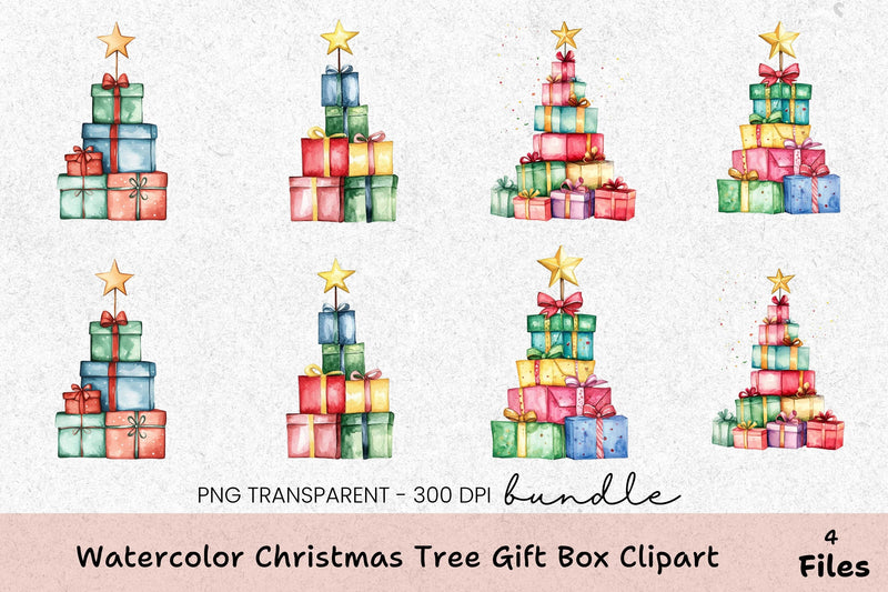 Christmas Tree Gift Box Clipart Bundle - CraftNest - Digital Crafting and Art