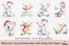 Cozy Christmas Bear with Candy Cane Clipart Bundle
