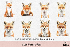 Cute Forest Fox Clipart Bundle - CraftNest - Digital Crafting and Art
