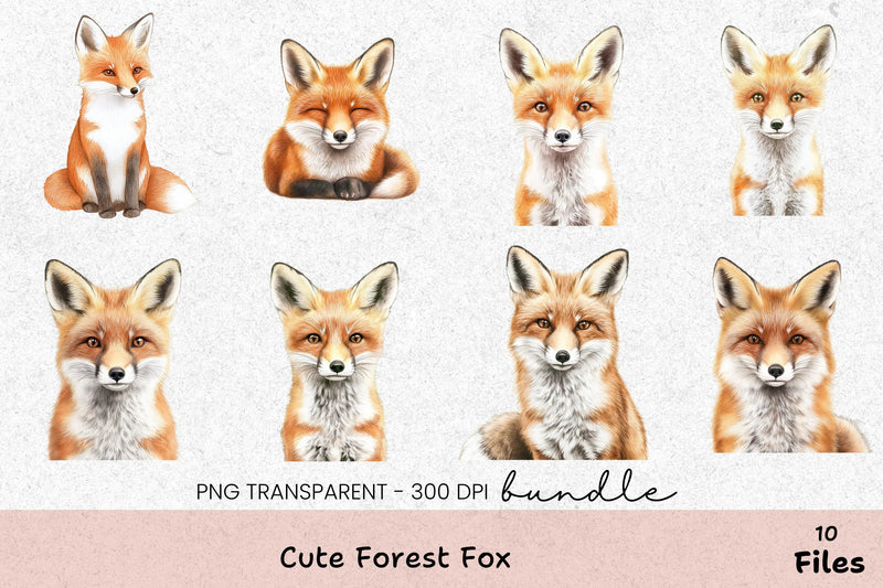 Cute Forest Fox Clipart Bundle - CraftNest - Digital Crafting and Art