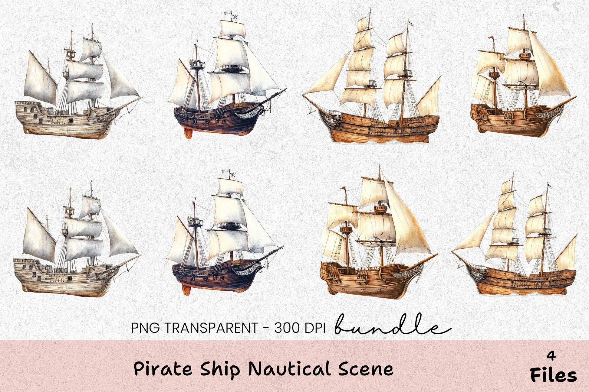 Pirate Ship Nautical Scene Clipart Bundle - CraftNest - Digital Crafting and Art