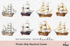 Pirate Ship Nautical Scene Clipart Bundle