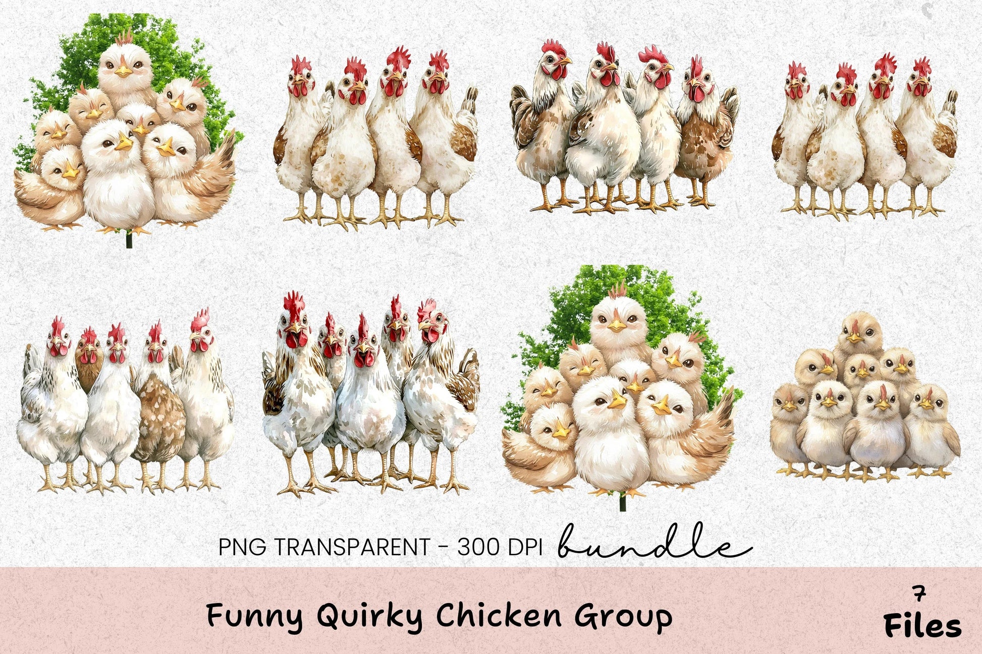 Funny Quirky Chicken Group Clipart Bundle - CraftNest - Digital Crafting and Art