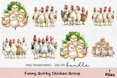 Funny Quirky Chicken Group Clipart Bundle - CraftNest - Digital Crafting and Art