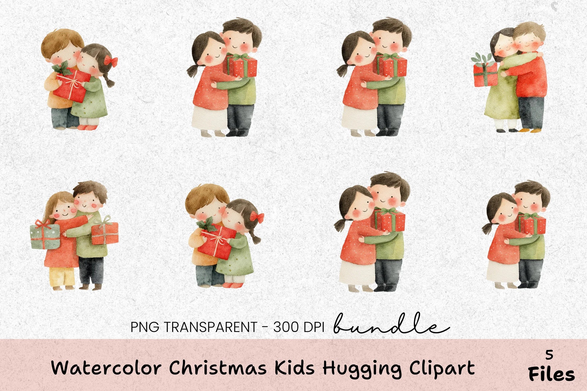 Christmas Kids Hugging Clipart Bundle - CraftNest - Digital Crafting and Art