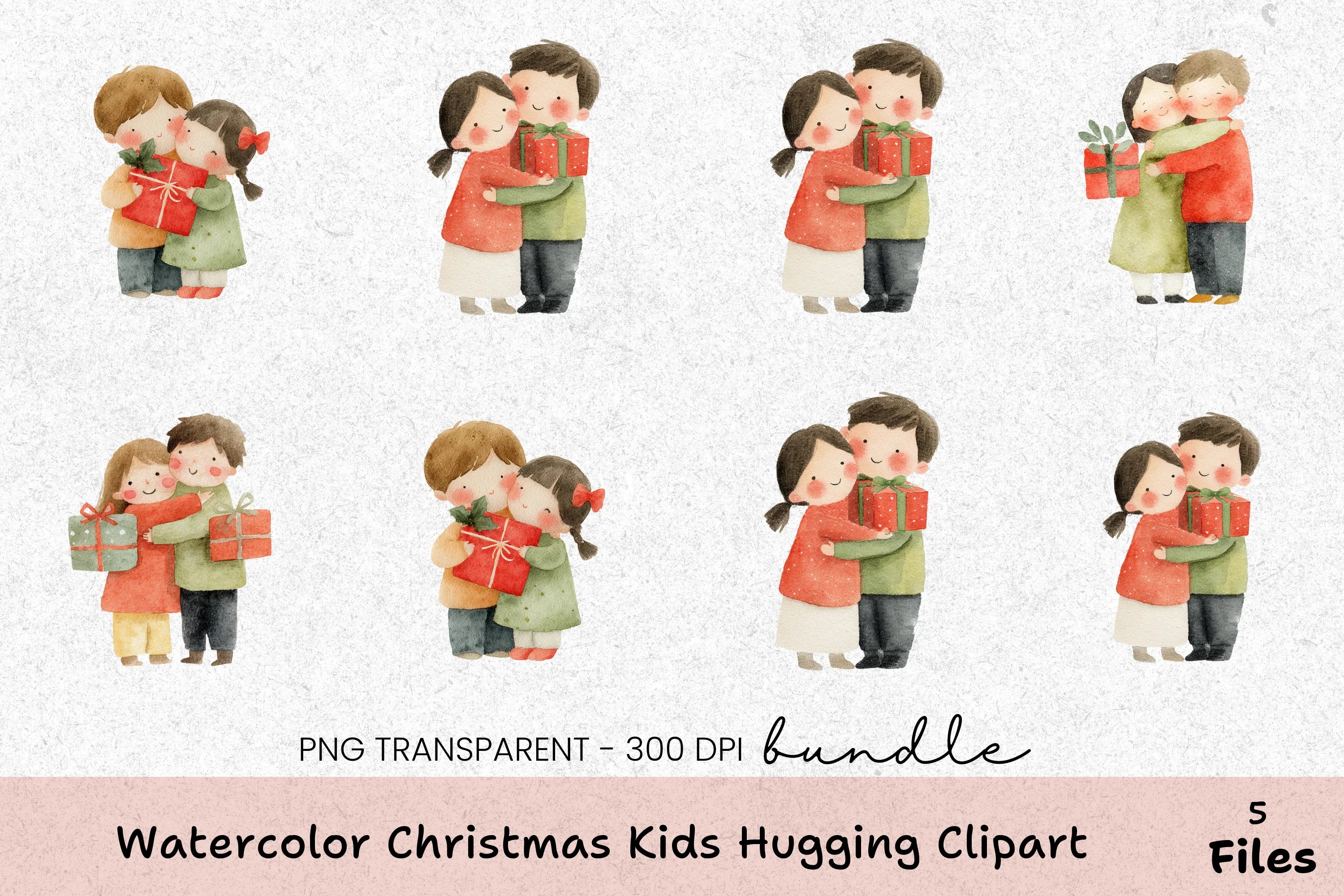 Christmas Kids Hugging Clipart Bundle - CraftNest - Digital Crafting and Art