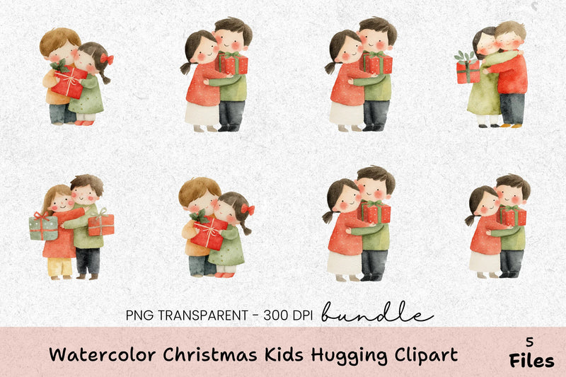 Christmas Kids Hugging Clipart Bundle - CraftNest - Digital Crafting and Art