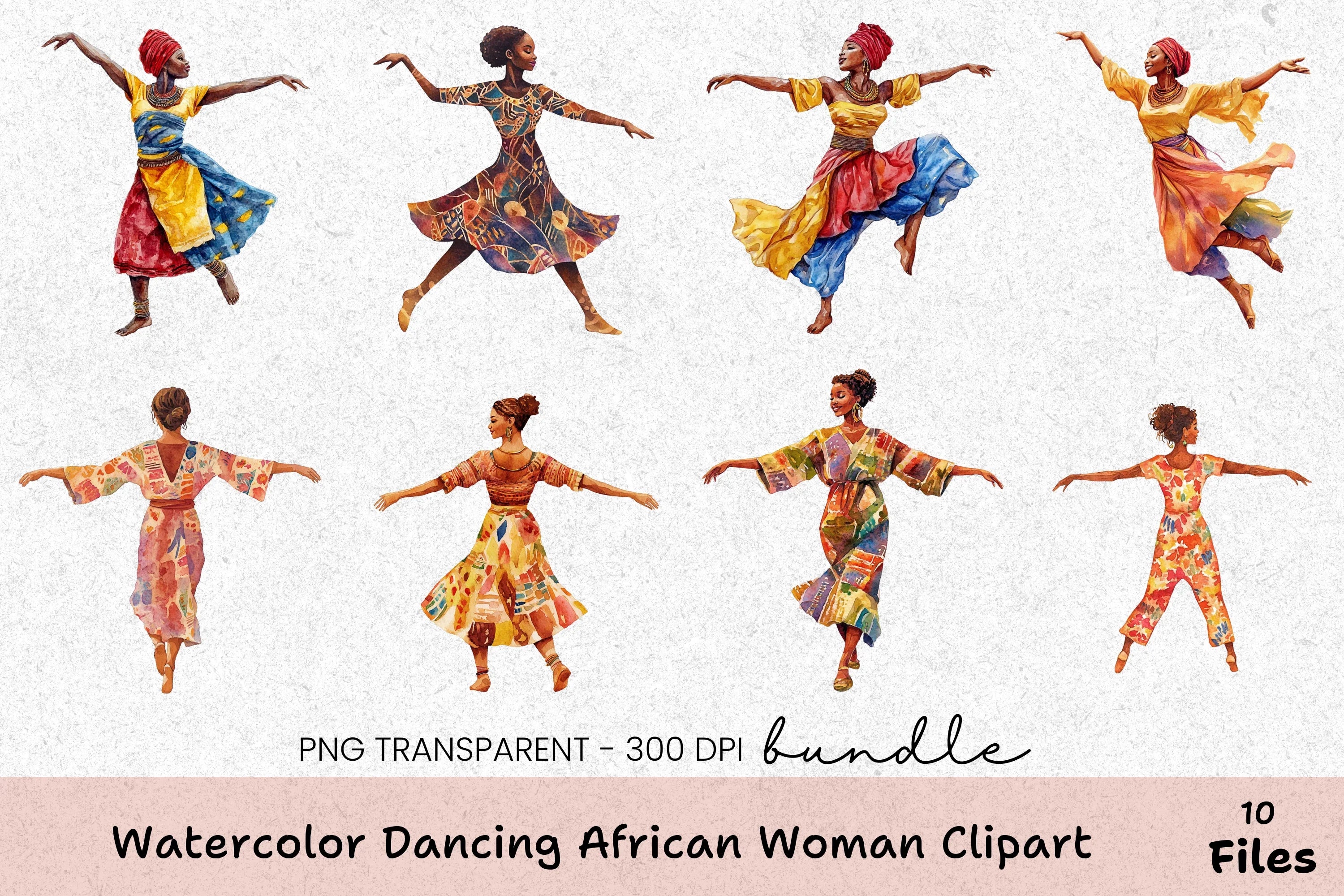 Dancing African Woman Clipart Bundle - CraftNest - Digital Crafting and Art