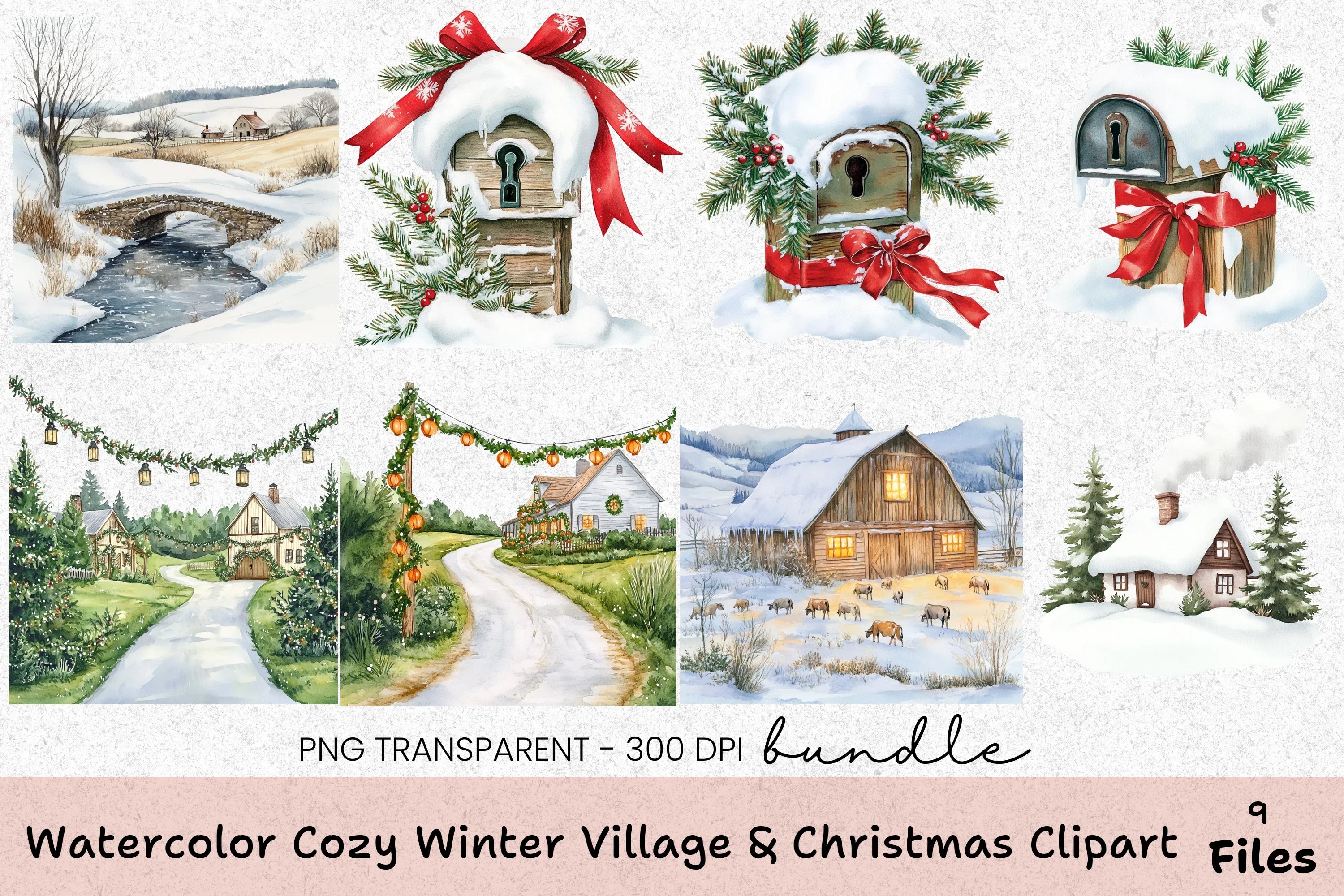Cozy Winter Village & Christmas Clipart Bundle - CraftNest - Digital Crafting and Art
