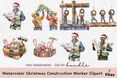 Christmas Construction Worker Clipart Bundle - CraftNest - Digital Crafting and Art