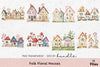 Folk Floral Houses Clipart Bundle