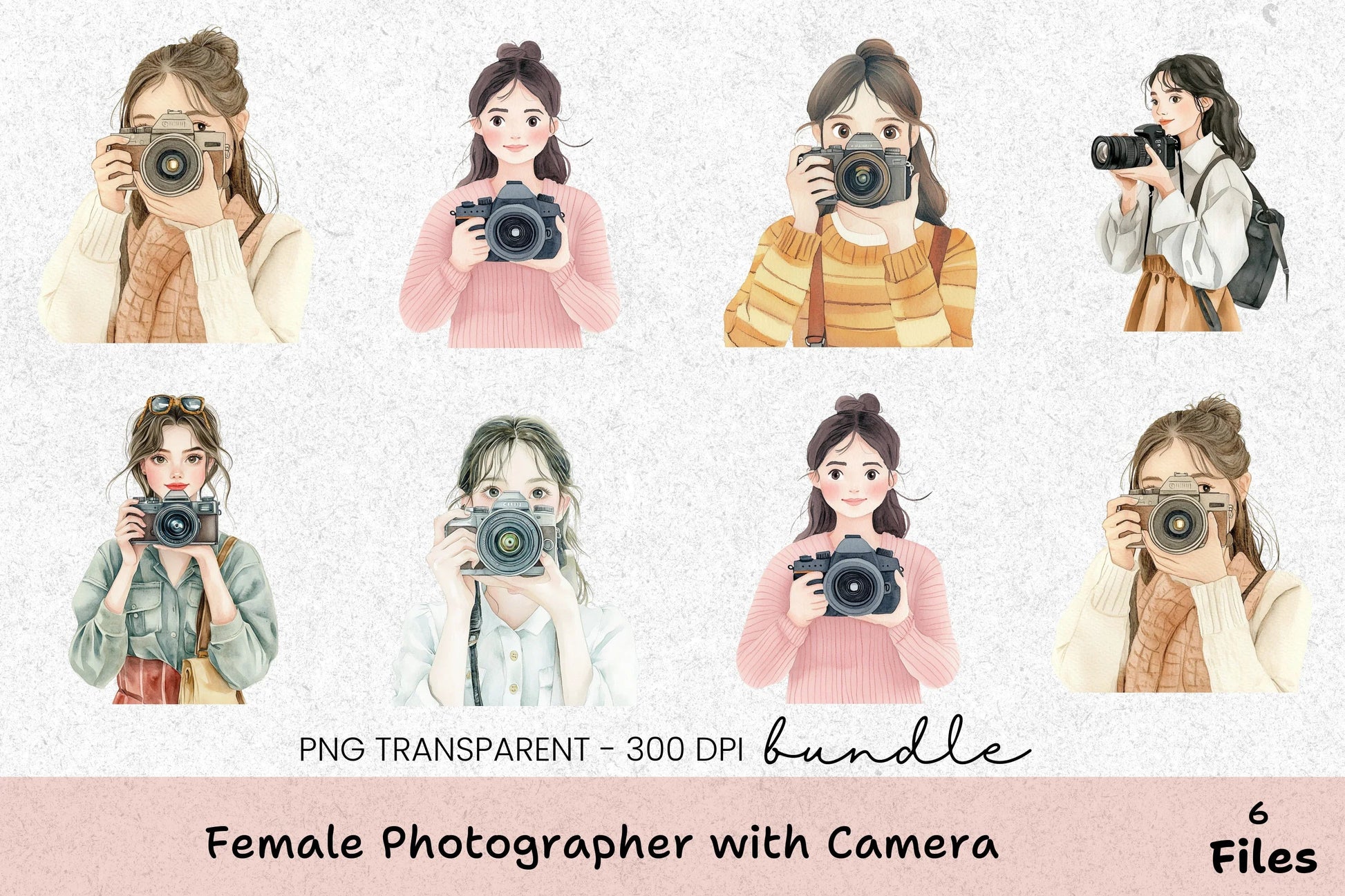 Female Photographer Clipart Bundle - CraftNest - Digital Crafting and Art