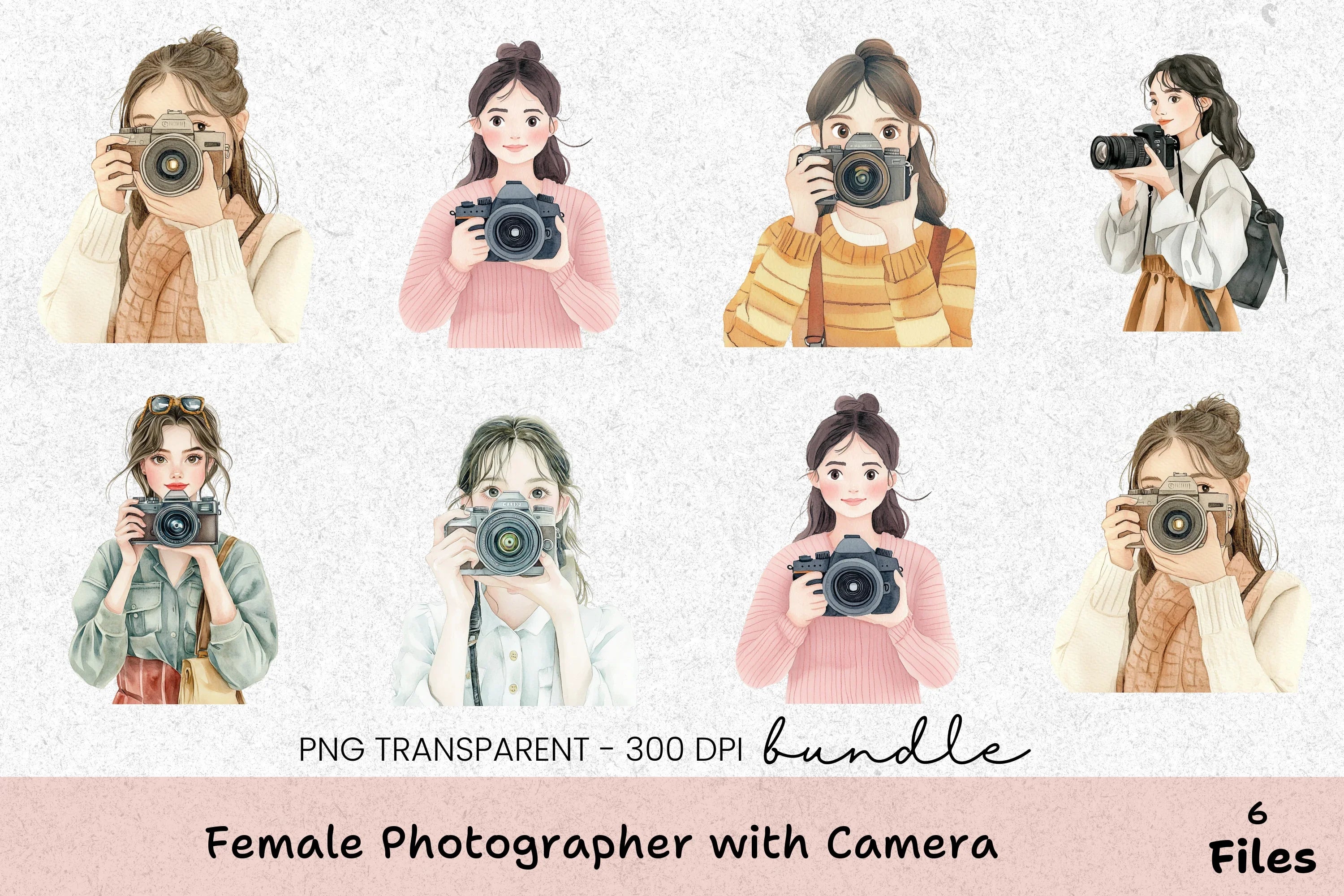 Female Photographer Clipart Bundle - CraftNest - Digital Crafting and Art
