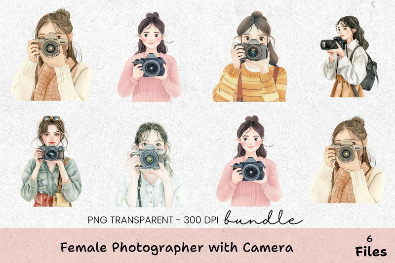 Female Photographer Clipart Bundle - CraftNest - Digital Crafting and Art