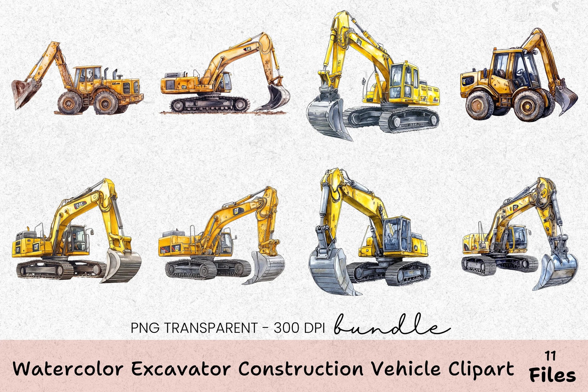 Excavator Construction Vehicle Clipart Bundle - CraftNest - Digital Crafting and Art