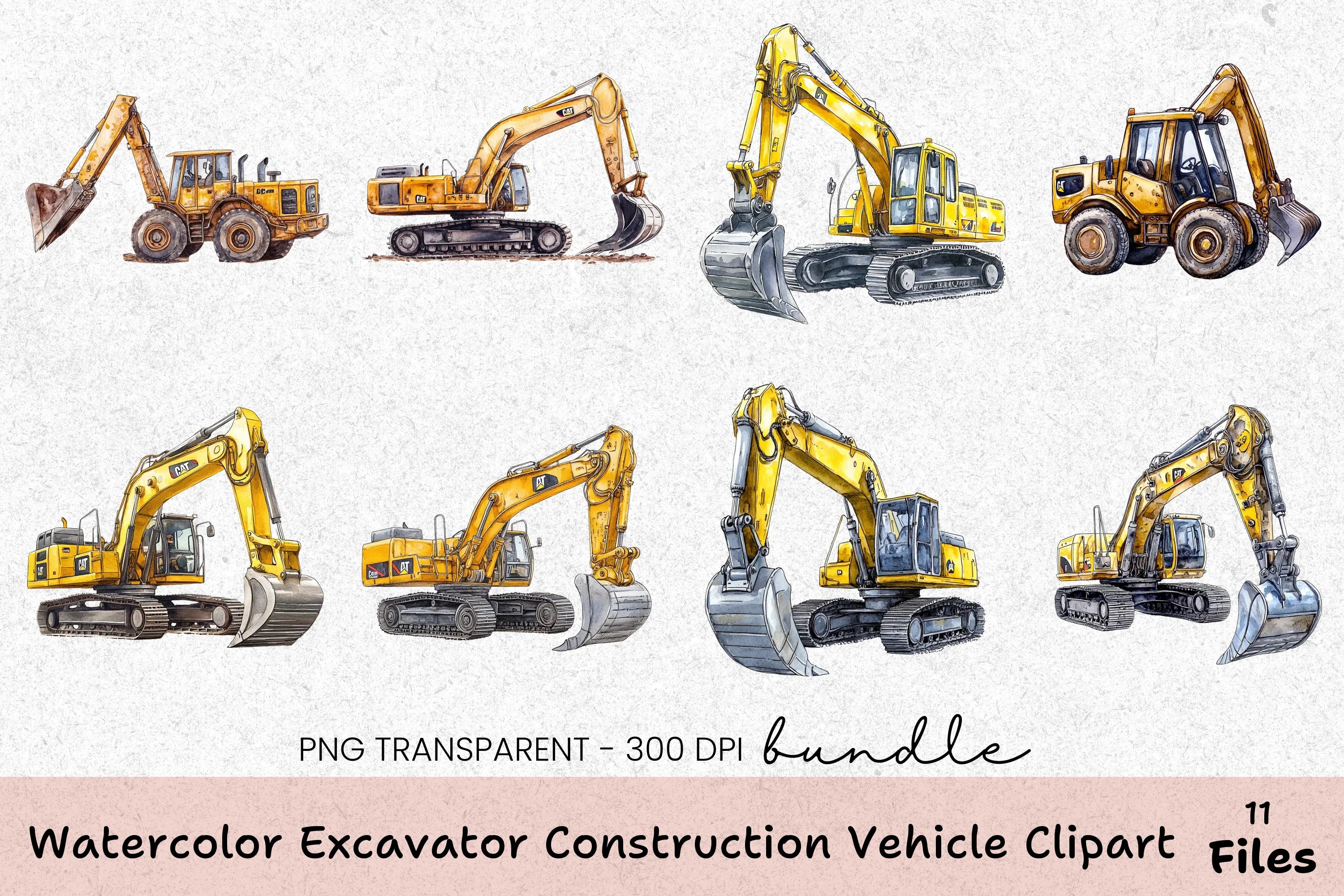 Excavator Construction Vehicle Clipart Bundle - CraftNest - Digital Crafting and Art