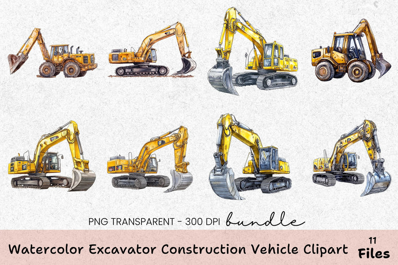 Excavator Construction Vehicle Clipart Bundle - CraftNest - Digital Crafting and Art
