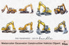 Excavator Construction Vehicle Clipart Bundle