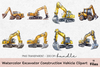Excavator Construction Vehicle Clipart Bundle