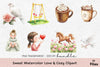 Sleeping Fawn with Rose Floral Clipart Bundle