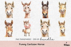 Funny Cartoon Horse Clipart Bundle - CraftNest - Digital Crafting and Art
