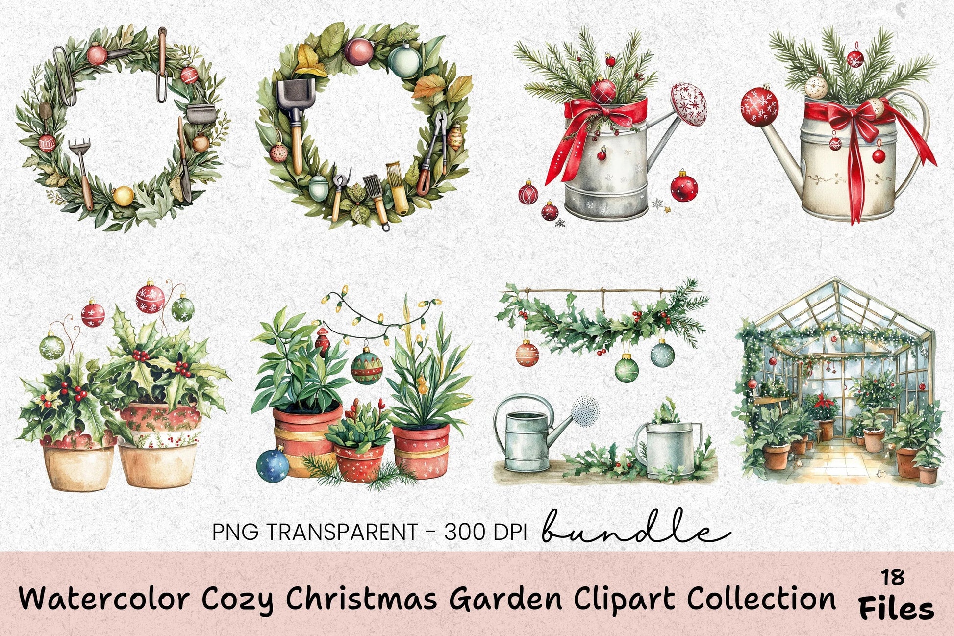 Cozy Christmas Garden Clipart Collection Bundle - CraftNest - Digital Crafting and Art
