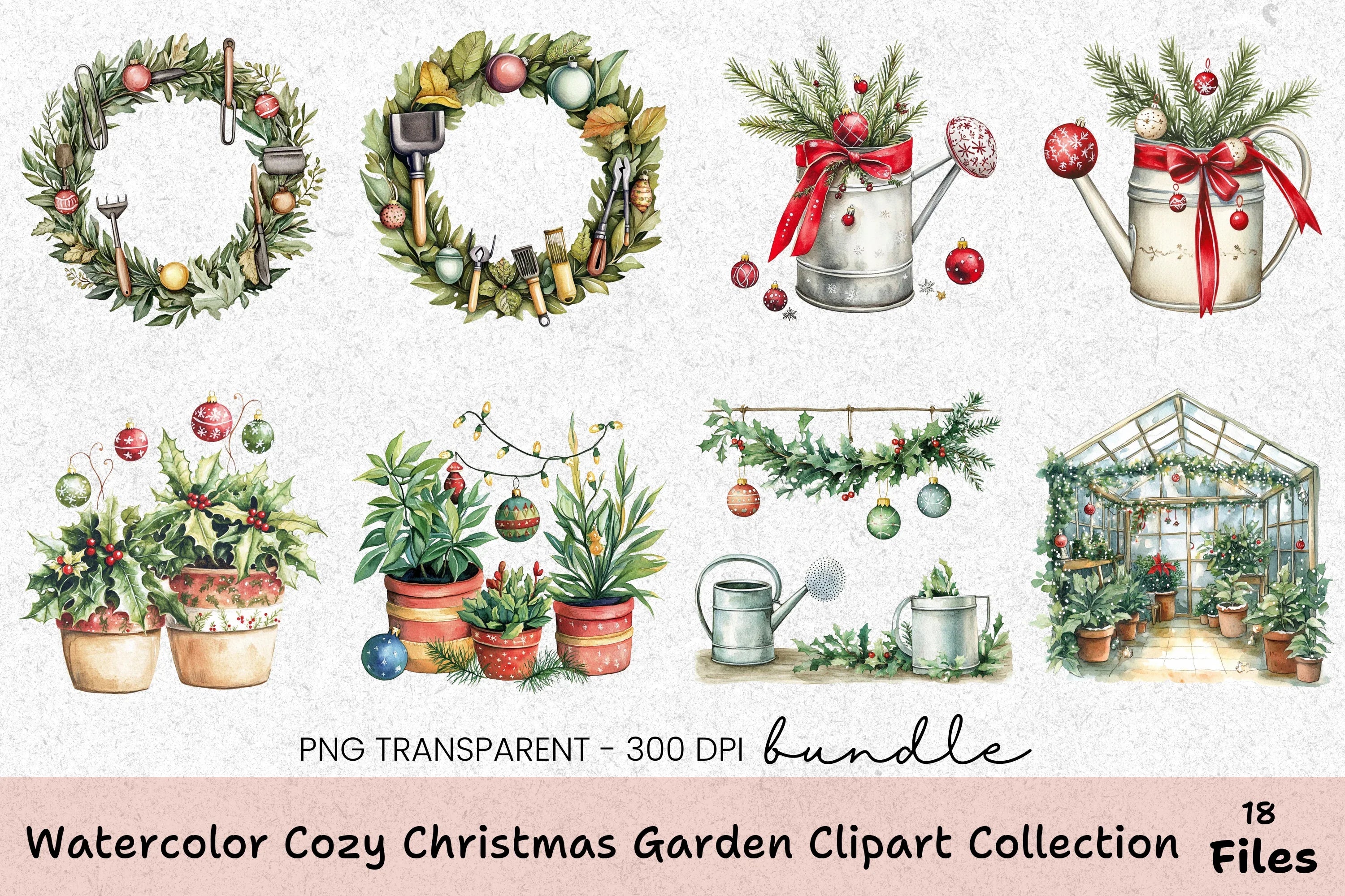 Cozy Christmas Garden Clipart Collection Bundle - CraftNest - Digital Crafting and Art