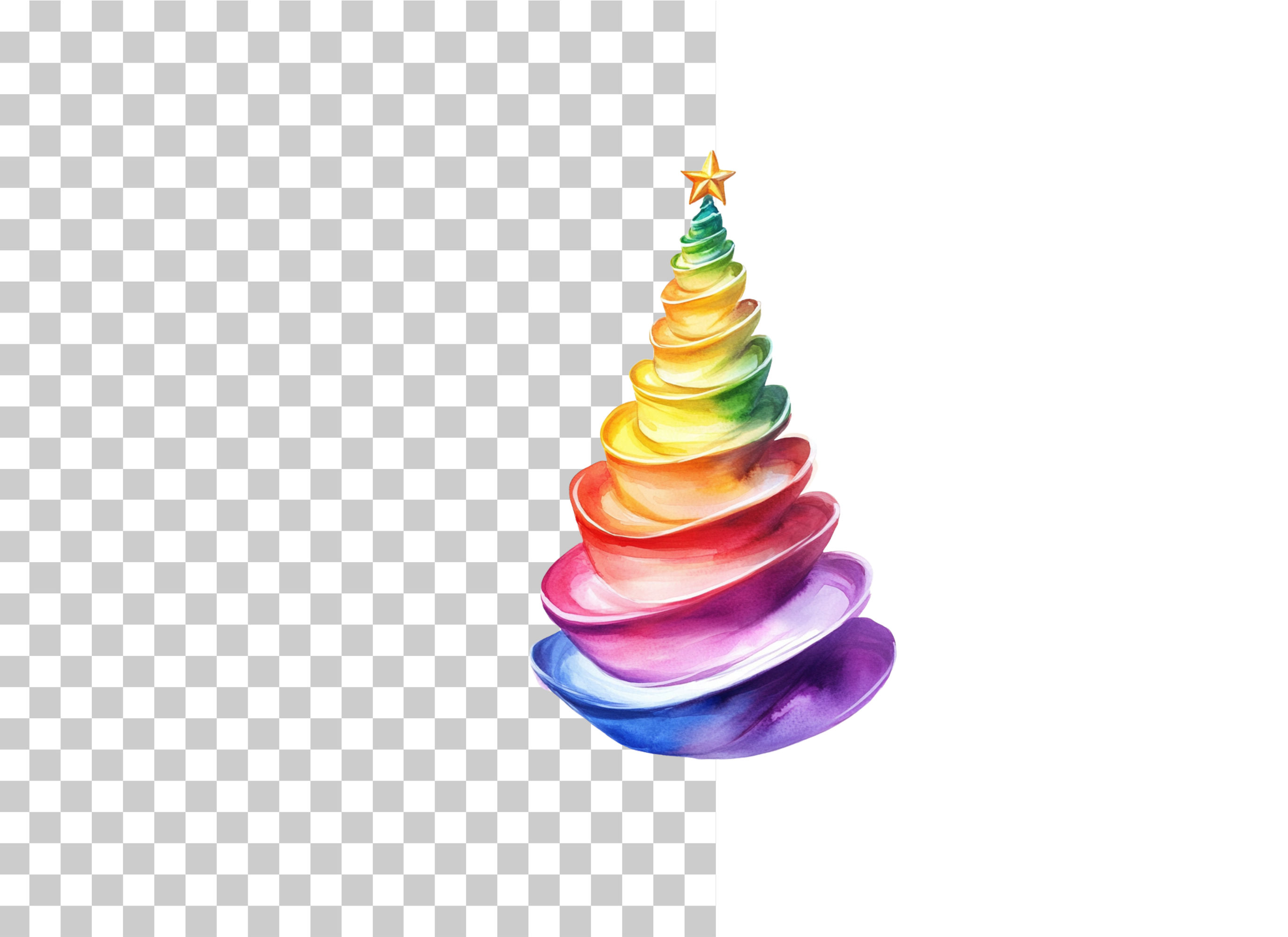 Spiral Rainbow Christmas Tree Clipart Bundle