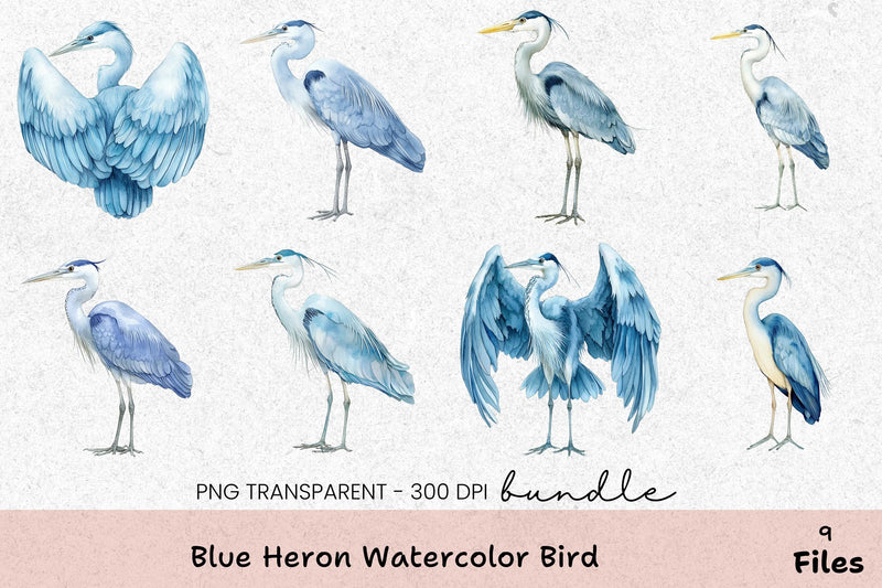 Blue Heron Bird Clipart Bundle - CraftNest - Digital Crafting and Art