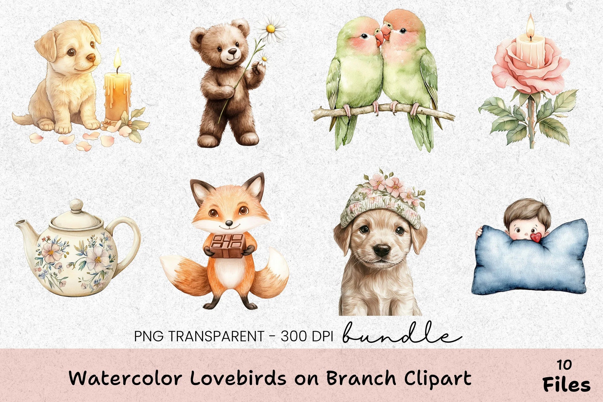 Lovebirds on Branch Clipart Bundle - CraftNest - Digital Crafting and Art