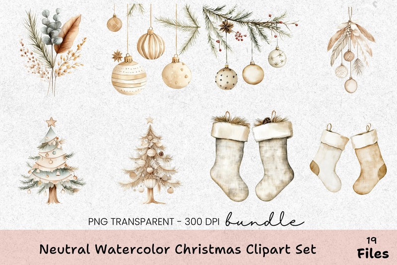 Neutral Christmas Clipart Bundle - CraftNest - Digital Crafting and Art