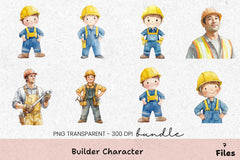Builder Character Clipart Bundle - CraftNest - Digital Crafting and Art