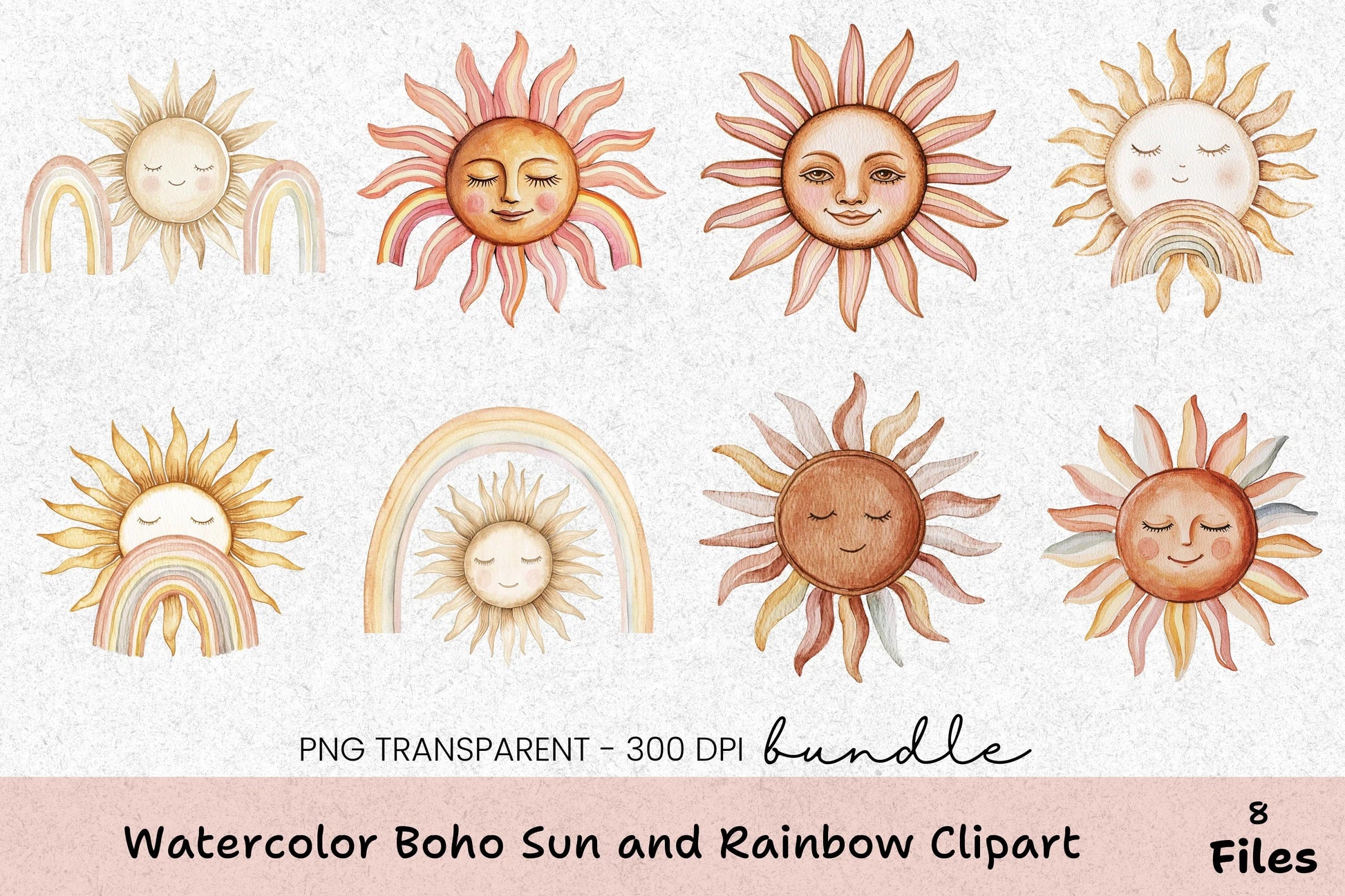 Boho Sun and Rainbow Clipart Bundle - CraftNest - Digital Crafting and Art