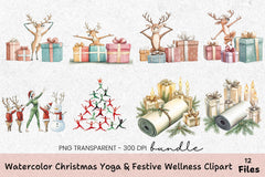Christmas Yoga & Festive Wellness Clipart Bundle - CraftNest - Digital Crafting and Art