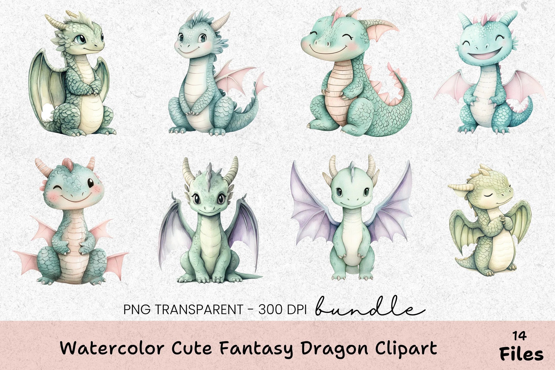 Adorable Fantasy Dragon Clipart Bundle - CraftNest - Digital Crafting and Art