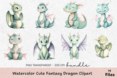 Adorable Fantasy Dragon Clipart Bundle - CraftNest - Digital Crafting and Art