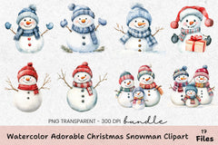 Adorable Christmas Snowman Clipart Bundle - CraftNest - Digital Crafting and Art