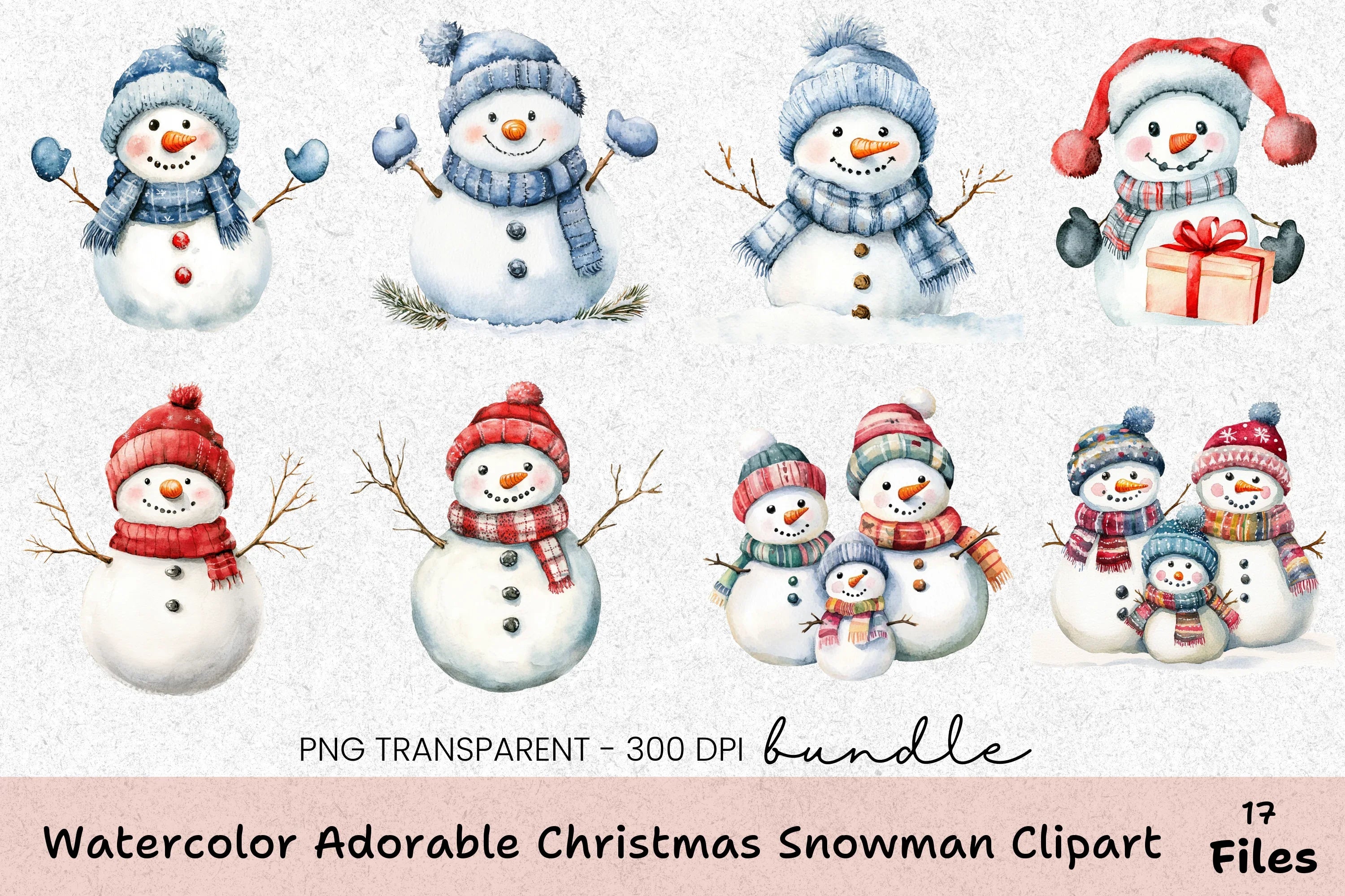 Adorable Christmas Snowman Clipart Bundle - CraftNest - Digital Crafting and Art