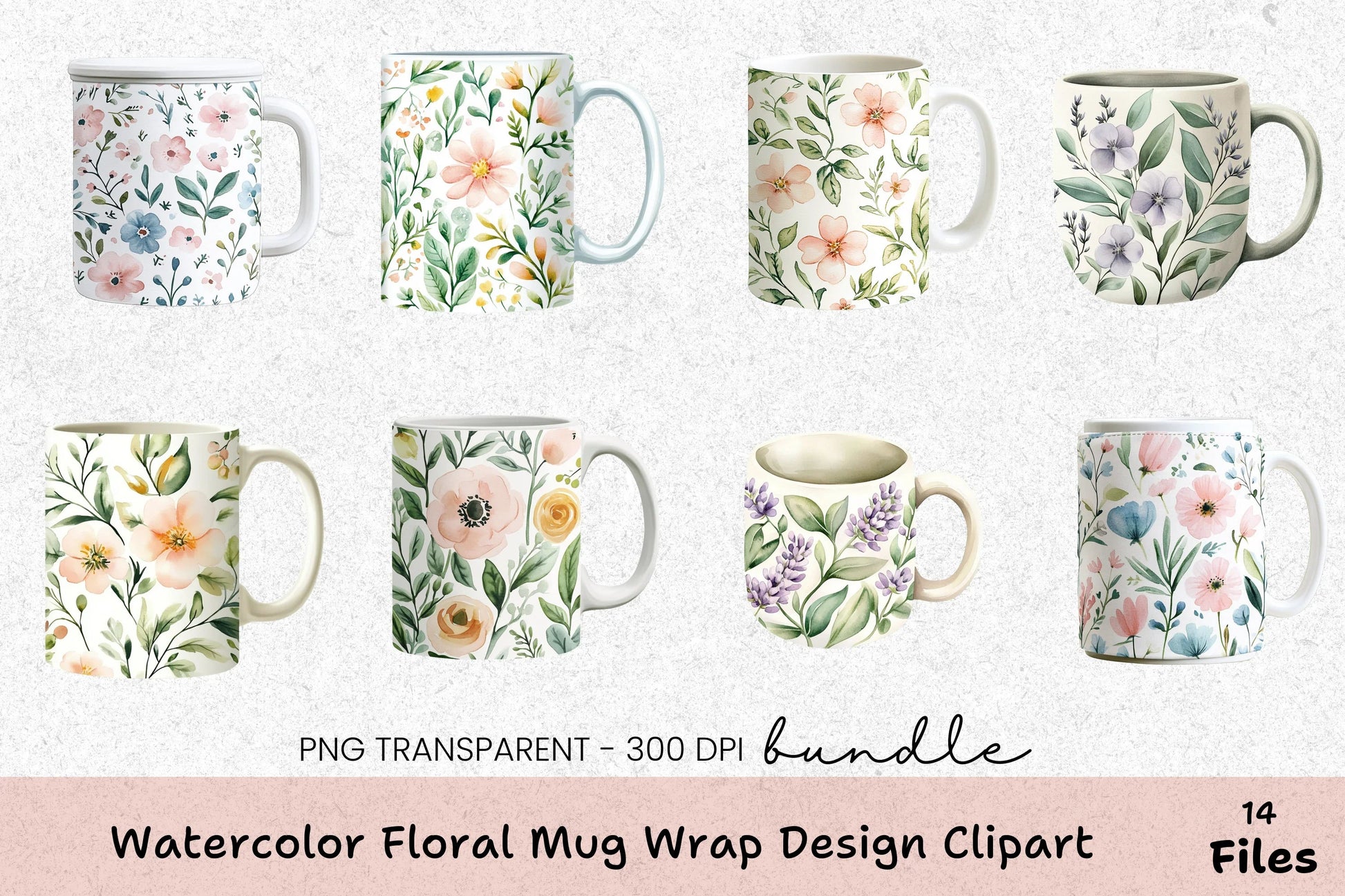 Floral Wrap Design Mug Bundle - CraftNest - Digital Crafting and Art