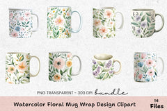 Floral Wrap Design Mug Bundle - CraftNest - Digital Crafting and Art