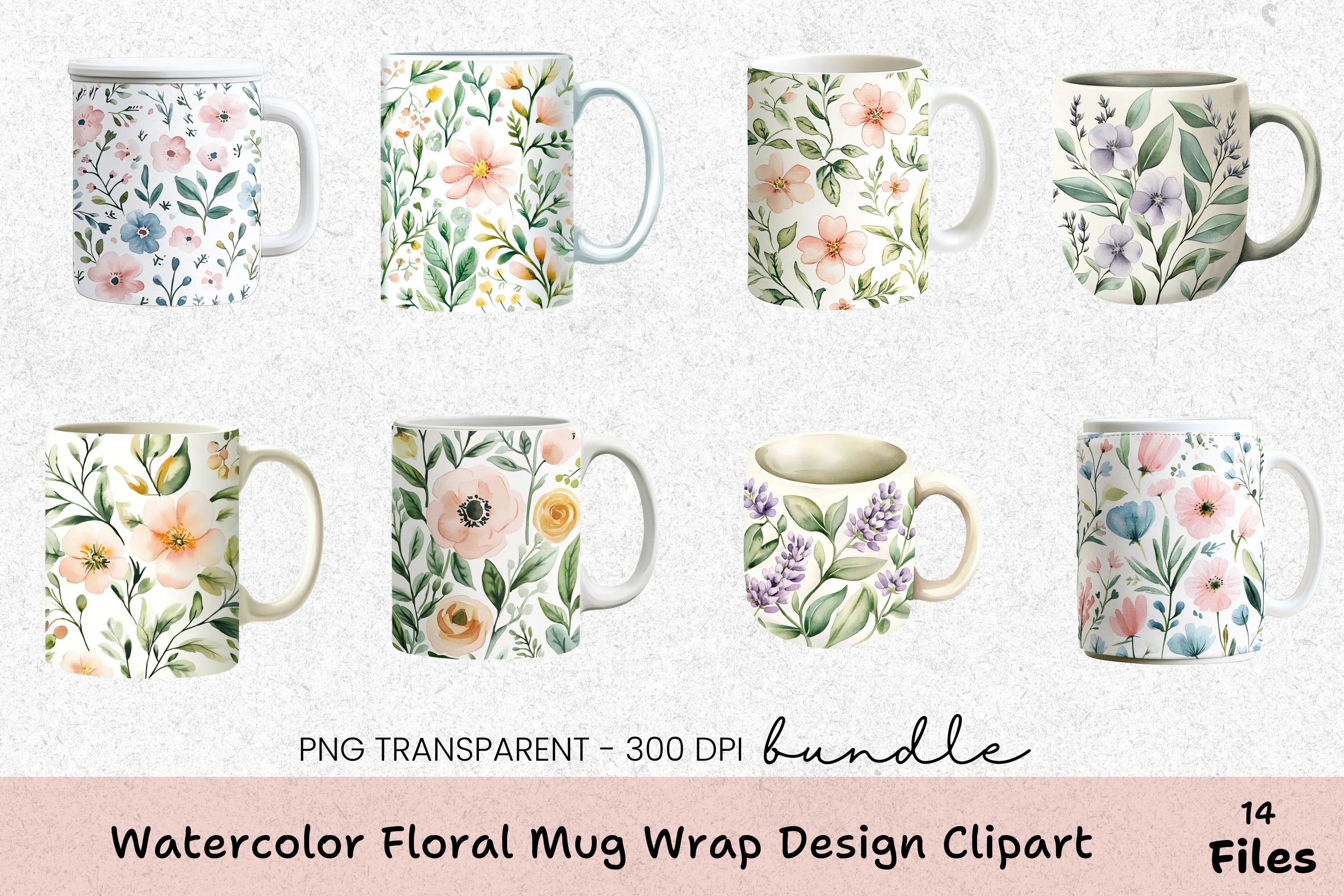 Floral Wrap Design Mug Bundle - CraftNest - Digital Crafting and Art
