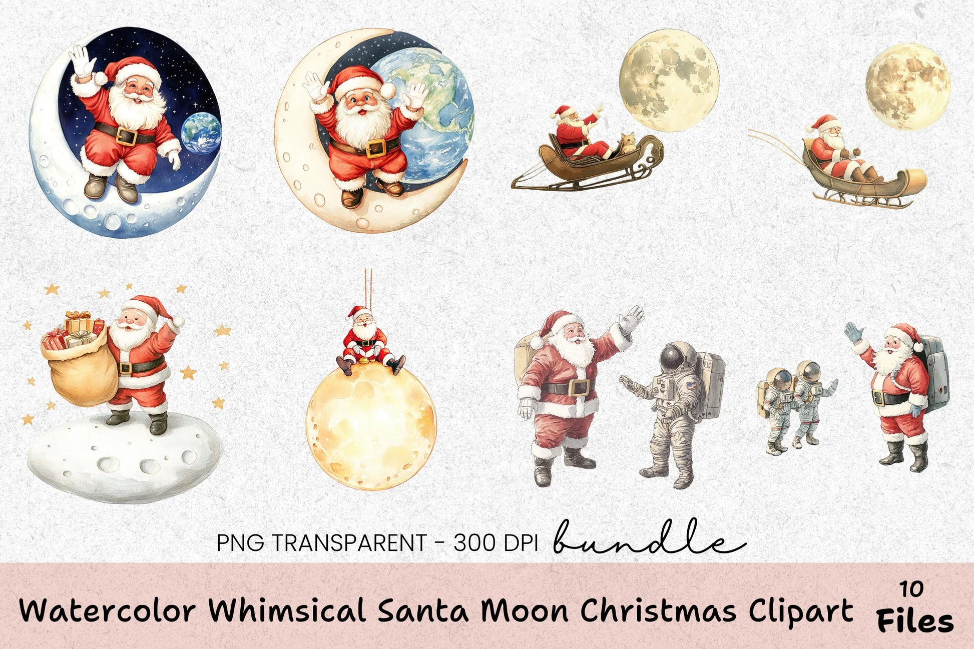 Whimsical Santa Moon Christmas Clipart Bundle - CraftNest - Digital Crafting and Art