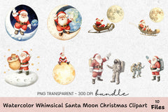 Whimsical Santa Moon Christmas Clipart Bundle - CraftNest - Digital Crafting and Art