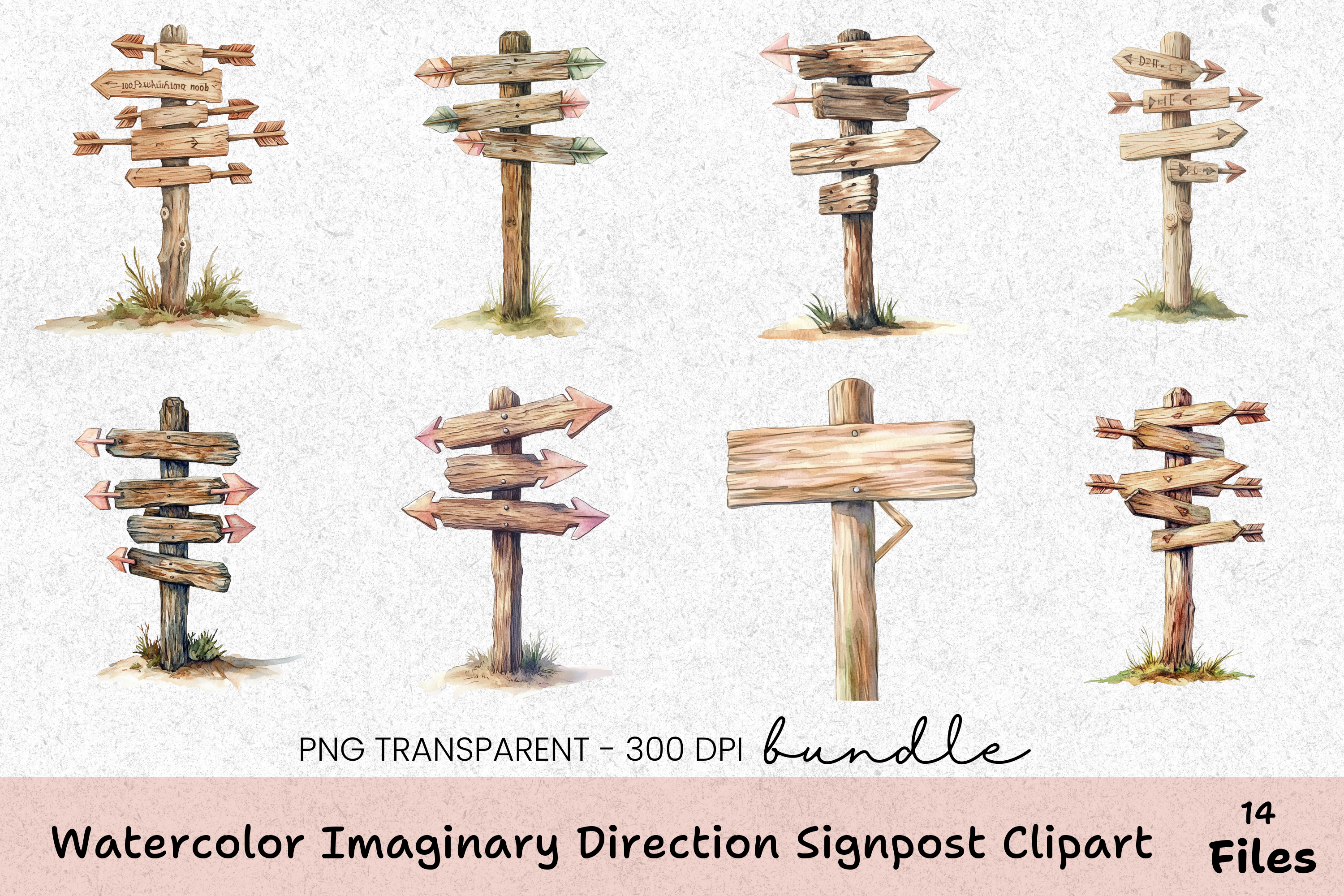 Imaginary Direction Signpost Clipart Bundle