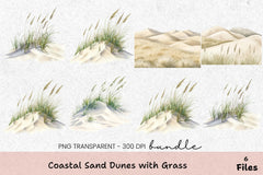 Coastal Sand Dunes with Grass Clipart Bundle - CraftNest - Digital Crafting and Art